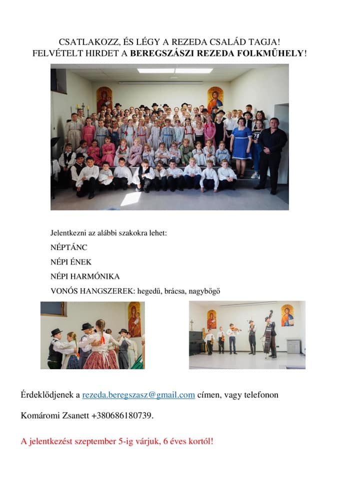 A Beregszászi Rezeda Folkműhely felvételt hirdet